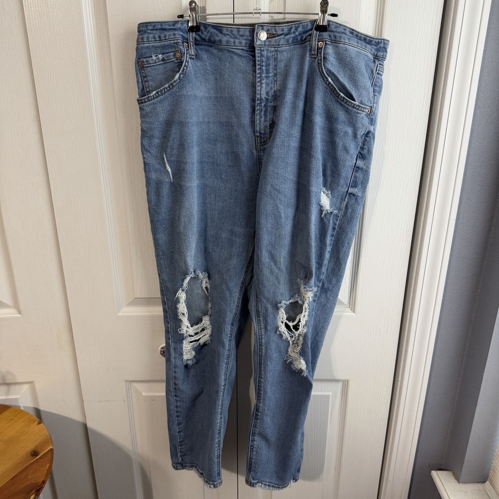 Wild Fable Blue Denim Distressed Jeans Women's Size 16 Boho Travel Casual Preppy